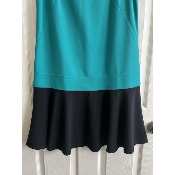 ANN TAYLOR LOFT Colorblock Drop Waist Sleeveless Flounce Mini Dress Sz 6 MOD - Picture 4 of 9
